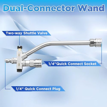 PWACCS Foam Cannon, 1.5 L Pressure Washer Gun with Dual Connector | 4000 PSI, Ideal for Driveways, SUVs & Detailing, Car Wash, Fits Most Pressure Washers with 1/4" Quick-connect - size: M22 14mm