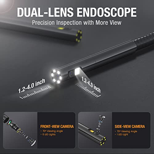 Teslong Endoscope Replacement Cable with Light, Dual Lens Inspection Camera 8mm/0.31inch Waterproof Probe Compatible with NTS500, NTS300(3.3FT)