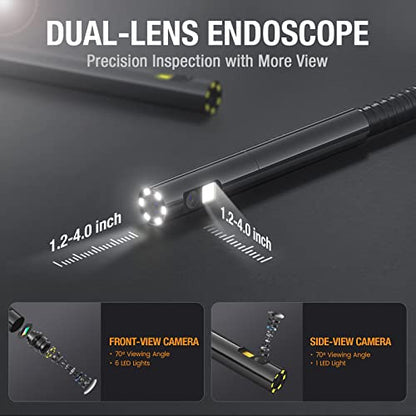 Teslong Endoscope Replacement Cable with Light, Dual Lens Inspection Camera 8mm/0.31inch Waterproof Probe Compatible with NTS500, NTS300(3.3FT)