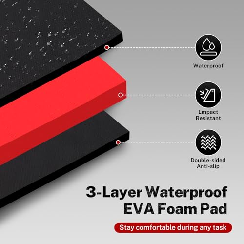TOMMARS 0.9-Inch Thick Foldable Mechanic Kneeling Pad 44.88 Inches Unfolded | Five 15.35 x 7.48 x 0.9-Inch Panels, High-Density Foam, Tool Pockets, Carry Handle, Waterproof Oil-Resistant Nonslip Surface - size: 44.8in Length-5-Fold