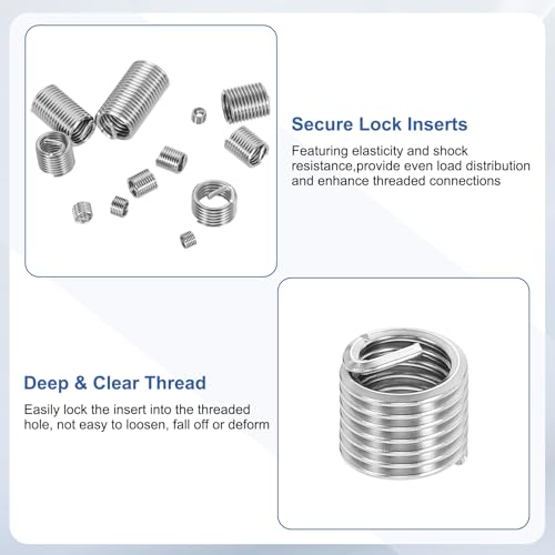 PATIKIL Wire Thread Inserts 3/8-16 UNC 1.5D 14.2mm, 20Pcs 304 Stainless Steel Helical Coiled Wire Screw Threaded Sleeve Sheath for Mechanical Equipment Automotive Repairs - size: 3/8-16 UNC, 14.2mm