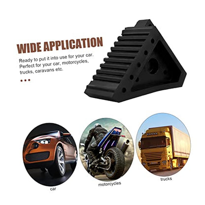 STOBAZA Portable Rubber Wheel Chocks 2-Piece Set for Cars RVs and Trailers Anti-Slip Tire Support Ramp for Stability
