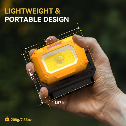 2 Pack LED Work Light, 1500LM COB Rechargeable Magnetic Flashlight | 4000mAh Battery, 15 Modes, UV Light, 360° Rotating Base, Hook & Tripod Mount