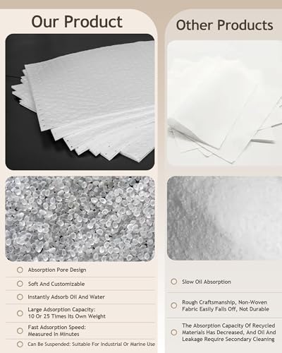 Oil Absorbing Mats, 30Pcs White Heavy Weight Oil-Only Absorbent Mat Pad,15" x 20" Spill Absorbent Pad for Automotive & Workshop(Only Oil Absorbent Pads)