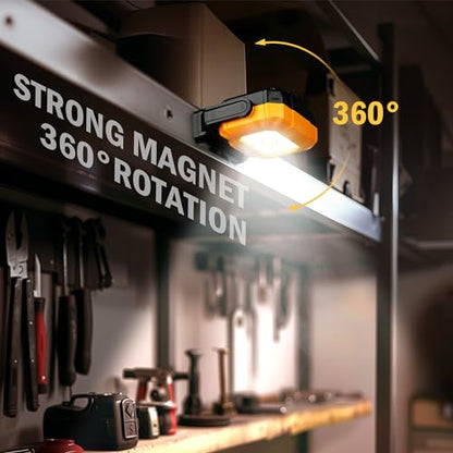 Magnetic Work Light, 1200LM COB LED Rechargeable | 15 Lighting Modes, 360° Rotatable Flood Lights, Car Repairing, Job Site Lighting, Emergency Outdoor Camping Hiking - color: Yellow