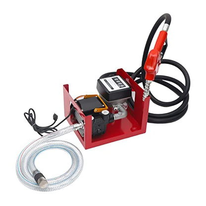 110V 550W Electric Diesel Fuel Transfer Pump, 16 GPM Electric Fuel Transfer Pump with Display Meter, Nozzle & 2 Hoses, Automatic Shutoff Nozzle