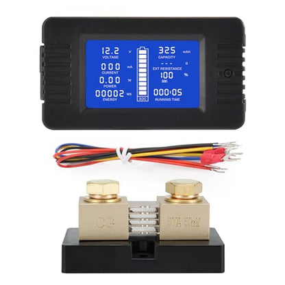 DC Multifunction Battery Monitor Meter with Shunt,0-200V,0-500A, LCD Display Digital Current Multimeter Voltmeter Ammeter for Cars RV Solar,Widely Applied to 12V/24V/48V RV/Car Battery…