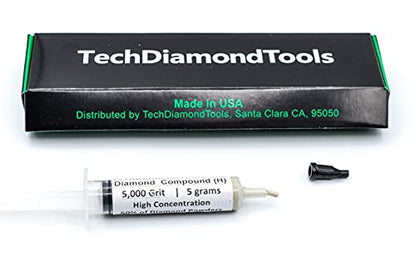 TechDiamondTools Diamond Polishing Compound Polishing Paste USA Made 5,000 Grit 2-3 Microns for Marble Glass Metal Rock Jewelry Resin Silver Chrome Gemstone with High Concentration of Diamond Powder - size: 5,000 grit / 2 - 3 microns