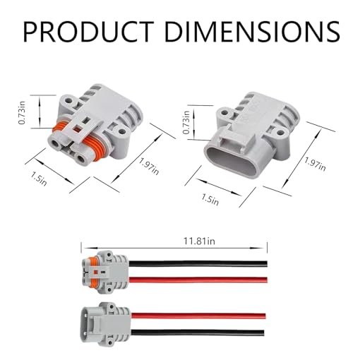 Waterproof Anderson 50A connector, Anderson Jumper Cable Plug Connector kit, Battery Quick Connect/Disconnect, 8AWG 30cm Cable, Can Be Used For Car, Truck, RV, Outdoor Cable connection. (Ads FS) - size: Anderson 50A Waterproof Connector