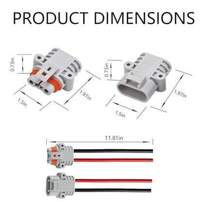 Waterproof Anderson 50A connector, Anderson Jumper Cable Plug Connector kit, Battery Quick Connect/Disconnect, 8AWG 30cm Cable, Can Be Used For Car, Truck, RV, Outdoor Cable connection. (Ads FS) - size: Anderson 50A Waterproof Connector