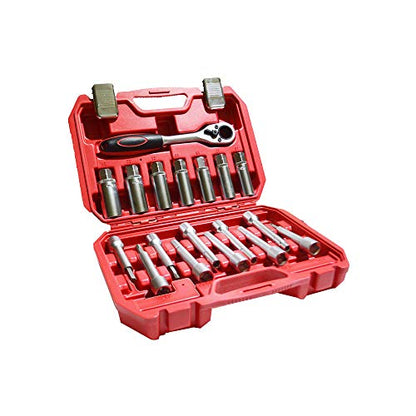 TECHTONGDA 18pcs Steering Hub Suspension Shock Absorber Strut Nut Removal Tool Socket Kit Ratchet Set