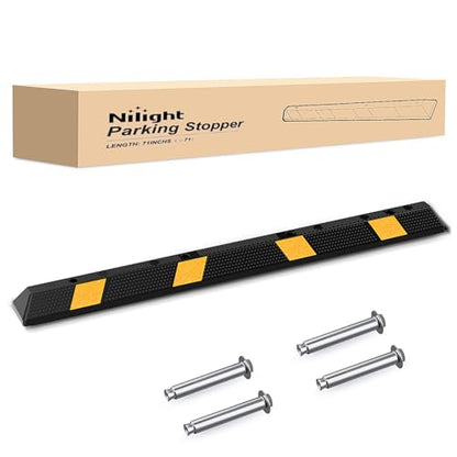 Nilight 72 Inch Parking Curb - Heavy Duty Rubber Garage Car Stopper Parking Aid with Reflective Strips for Large Vehicles, 1-Pack - size: 72" 1-Pack