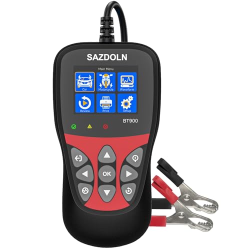BT900 Car Battery Tester 6V 12V Load Tester, 5-3000 CCA Automotive Alternator Tester Digital Auto Battery Analyzer Charging Cranking System Tester for Car Truck Motorcycle ATV SUV Boat Yacht