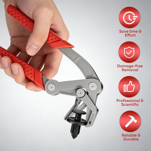 Car Clip Pliers, Panel Clip Removal Pliers, Professional Spring-Loaded Plastic Fastener Rivet Removal Tool for Removing Automotive Door Panels, Interior & Exterior Trim, Damage-Free Disassembly