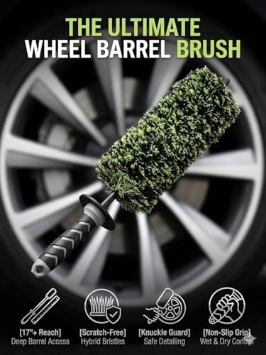 The Ultimate Wheel Tire Cleaning Brush, Ergonomic Long Handle Wheel Scratch-Free Auto Detailing Brushes for Cleaning Wheels Tires, Exhausts & Delicate Surfaces Car Detailing Kit