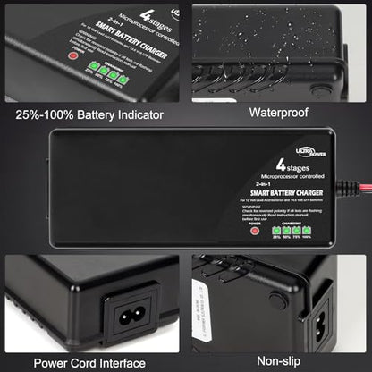 ULTRAPOWER 14.6V 10A LiFePO4 Battery Charger,Smart Battery Charger for 12V LFP Batteries and Lead Acid Battery,4LEDs Indicator,Fast Charging,High Efficiency for Deep Cycle Batteries.