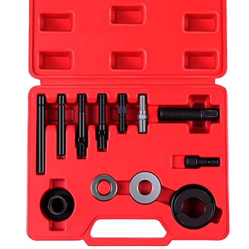 12 PCS Power Steering Pulley Puller Tool Pulley Remove and Install Tool Set Universal Fit for Water Pump, Vacuum Pump Pulleys and Most Engines with Storage Case