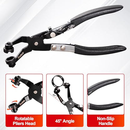 Toolwiz Hose Clamp Pliers Set, 3 Pcs for Ring-Type or Flat-Band Hose Clamp | 27" Long Reach Wire Spring Hose Clamp Plier, Angled Spring Clamp Pliers, Flat Band Hose Clamp Plier - style: 3Pack Hose Clamp Pliers Set