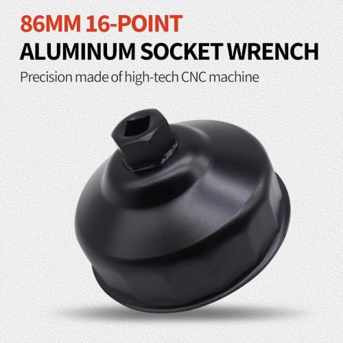 86.4mm 16 Flutes Oil Filter Wrench Compatible with BMW and Volvo with 86mm Filter Housing Caps, Removal Tool to Change Oil, Steel Socket Wrench Kit - style: 86.4mm 16 Flutes