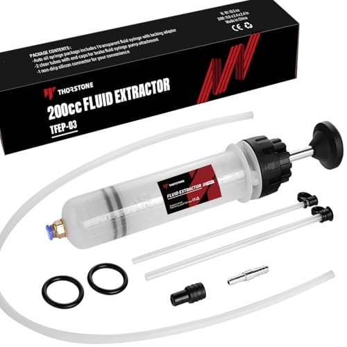 Thorstone 200cc Fluid Extractor Pump with 60cm Hose | Manual Oil Change Syringe with 60cm Rubber Hose and 2pcs 22cm PVC Tubes for Fluid Transfer - size: 200cc(60cm）