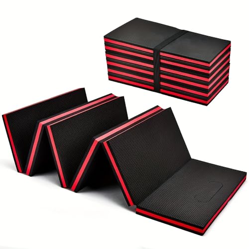 Folding Mechanic Mat 1.1" EVA Kneeling Pad with Handle | Garage Auto Repair, Gardening Workshop, Foldable Design, Knee Support Cushion, Portable Handle