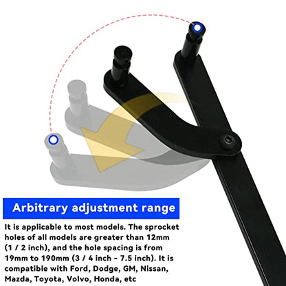 Camshaft Pulley Holder Tool for Cam Sprockets and Injection Pump Pulleys | Compatible with select Honda and Toyota vehicles; alloy steel holder fits holes over 12 mm with 19-190 mm spacing