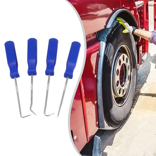 FABULETTA 4-Piece Car Pick and Hook Set for O-Ring Oil Seal Gasket Removal, Hardened Steel Shaft with Grip Handle, Straight 90 Degree Angled Tools for Auto Repair