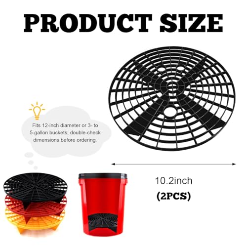 Yourkar Car Wash Bucket Inserts - 2 PCS Plastic Grit Trap for Vehicle Detailing, Auto Dirt Collectors, Fits 12 Inch Diameter Bucket, Universal Car Accessories (Black) - color: Black, 2pcs