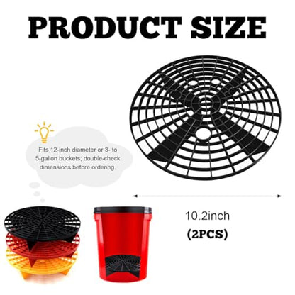 Yourkar Car Wash Bucket Inserts - 2 PCS Plastic Grit Trap for Vehicle Detailing, Auto Dirt Collectors, Fits 12 Inch Diameter Bucket, Universal Car Accessories (Black) - color: Black, 2pcs