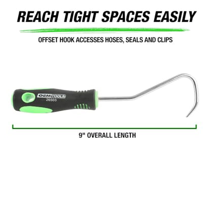 OEMTOOLS 26503 Short Offset Hose Remover, Hose Removal Tool and Hook Tool, Automotive Pick, Comfortable Hose Removal Hook, Angled Extraction Hook Tool