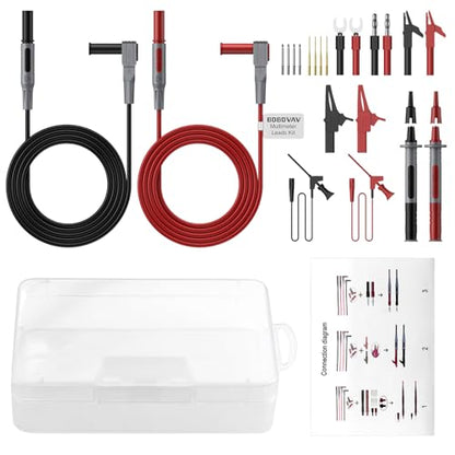 Multimeter Leads Kit, 24PCS Non-Slip Test Leads Set with Flexible Silicone Extension Leads, 8 Interchangeable Probe Tips and Alligator Clips, Cat III 1000V for Electricians & Auto Repair - size: 24PCS