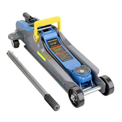 LARBANKE 2.5T Floor Jack, with Portable Carrying Handle and Reflective Strip, Lifting from 3.35" to 15.16", Low Profile Hydraulic Single Piston Quick Lift Pump, Blue