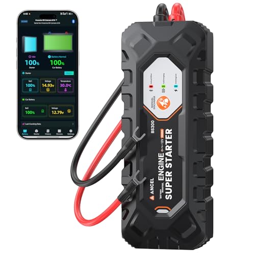 ANCEL BS300 Super Starter, Permanently Connected Jump Starter with Super Capacitor & Battery Protection System, Health Monitoring, 1000A Start Assist for Most 12V Vehicles, -40°F~176°F - color: Jet Black