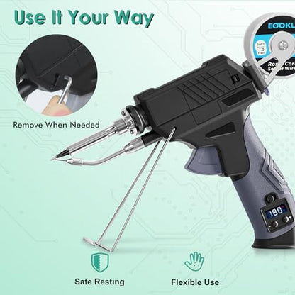 Soldering Iron gun Kit,60W Auto Feed Soldering Kit with Adjustable Temperature LCD Display,Wire,Tip Cleaner Kit,5Tips,Pump for Electronic PCB Repair,DIY - style: Soldering Iron Gun Kit with 3-in-1 Cleaner