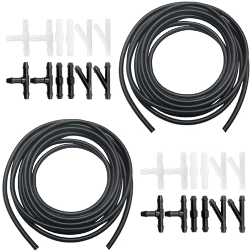 Windshield Washer Hose, Windshield Repair Kit, 2Pcs 4M Washer Fluid Hoses with 24Pcs Hose Connectors for Most Vehicle Windshield Washer Tubing, Car Wash Kits for Connecting Car Water Pumps and Nozzles - size: 2-Set