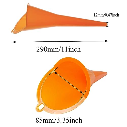 UCS 1123 QuickFill Spill Saver Funnel – Multi-Purpose Long Mouth Fueling Funnel, Wide Opening, Spill-Free Fluid Transfer for Gas, Oil, Coolant & Windshield Washer Fluid – Orange
