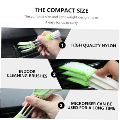 Mikinona 3pcs Double-Ended Car Air Vent Cleaning Brush Set Mini Interior Crevice Duster for Air Conditioner and Dashboard Green Auto Detailing Tool for Vehicle Outlet Maintenance
