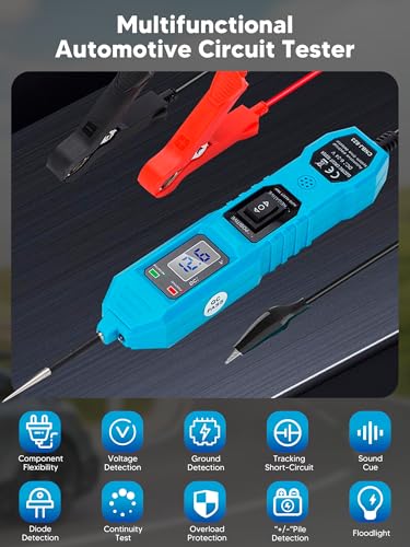 6-24V DC Circuit Tester Automotive, Power Circuit Probe Tester, Test Light, Voltage Tester, Automotive Short Circuit Breaker Finder Electrical Tools