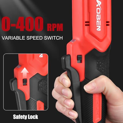 AOBEN 20V 3/8" Cordless Ratchet Wrench Kit, 60 Ft-lbs Brushless Electric Power Ratchet with Variable Speed, 2X2000mAh Lithium-Ion Battery, Charger, 8 Deep Sockets, 1/4" Adaptors, 6" Extension Bar - style: AB733-2D