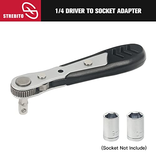 STREBITO Mini Ratchet Set, 22-Piece 1/4 Ratchet Right Angle Screwdriver | 36-Tooth Small Ratcheting Wrench Bit Ratchet For Tight Spaces, with Phillips, Torx, Hex, Square and Adapter for Socket - color: 22 in 1
