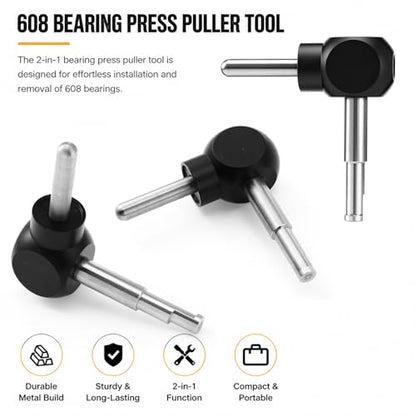 Hicarer Skate Bearing Press Tool Portable 8mm 608 Bearing Installer Remover for Inline Roller Skate, Skateboard, Longboard & Kick Scooter Wheel Replacement