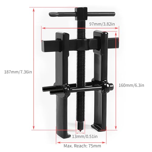 Beam 2 Jaw Puller 3" Bearing Gear Pullers, 187mm T-Shaped Screw | High Carbon Steel Pullers, Adjuestable Pulley Removal Tool for Bearings/Flywheels/Pulleys Remove - size: 2Jaw 3In 97×187MM
