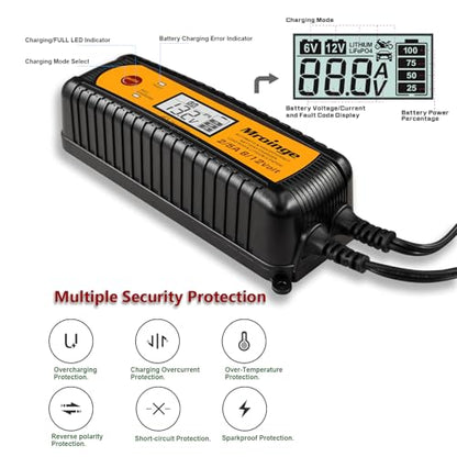 Smart Battery Charger, Mroinge 5A 6V/12V Automatic Battery Charger/Maintainer/Desulfator for Cars, SUVs, Trucks and More, Suitable for Charging Lead-Acid & Lithium (LiFePO4) Batteries