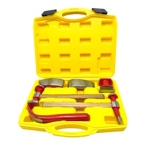 LAUCO 6 Pieces Auto Body Hammer Repair Tool Dolly Kit, Steel Hammer Heads and Dollies on Wood Handles,Performance Tool Heavy Duty Fender Set for Car, ﻿Multifunctional Hammer Kit - style: 6 Pcs Set
