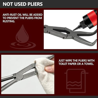 3PCS 13" Double Jointed Long Needle Nose Pliers Set, 0°/45°/90° Bent Nose Extra Long Pliers with Comfort Grips for Automotive Repair & Confined Spaces