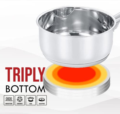 Concord 2 Quart Stainless Steel Saucepan with SIMPLE POUR Vented Glass Lid. Features Dual Pouring Spouts and Volume Marking. Perfect for making Sauces, Jam, Ramen, and more - size: 2 QT