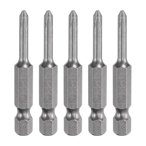HARFINGTON 5pcs #1 Phillips Screwdriver Bit PH1 1/4" Hex Shank 2" (50mm) Long Magnetic S2 Steel Industrial Grade Screw Driver Bit Cross Head Electric Drill Bits 0.138" (3.5mm) Rod - size: PH1 x 50mm x 3.5mm