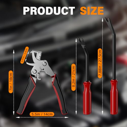 BURMONG Car Clip Pliers, Car Trim Removal Tool with 2Pcs Stainless Steel Fastener Removers, for Automotive Interior, Door Panels, Dashboards, Bumpers & Plastic Rivets
