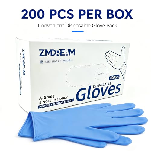 ZMDREAM Nitrile Gloves 4-mil Thick 200 & 2000 Counts Latex-Free, Powder-Free, Textured Grip 4 Sizes for Exam, Food Service - size: X-Large