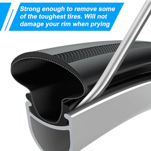 Stainless Steel Tire Levers, 4 Pack | Anti-Slip Edge Removes Flat Tires. Rust-Proof Heavy-Duty Steel. For Bikes, e-Bikes, Scooters. Essential Repair Tool